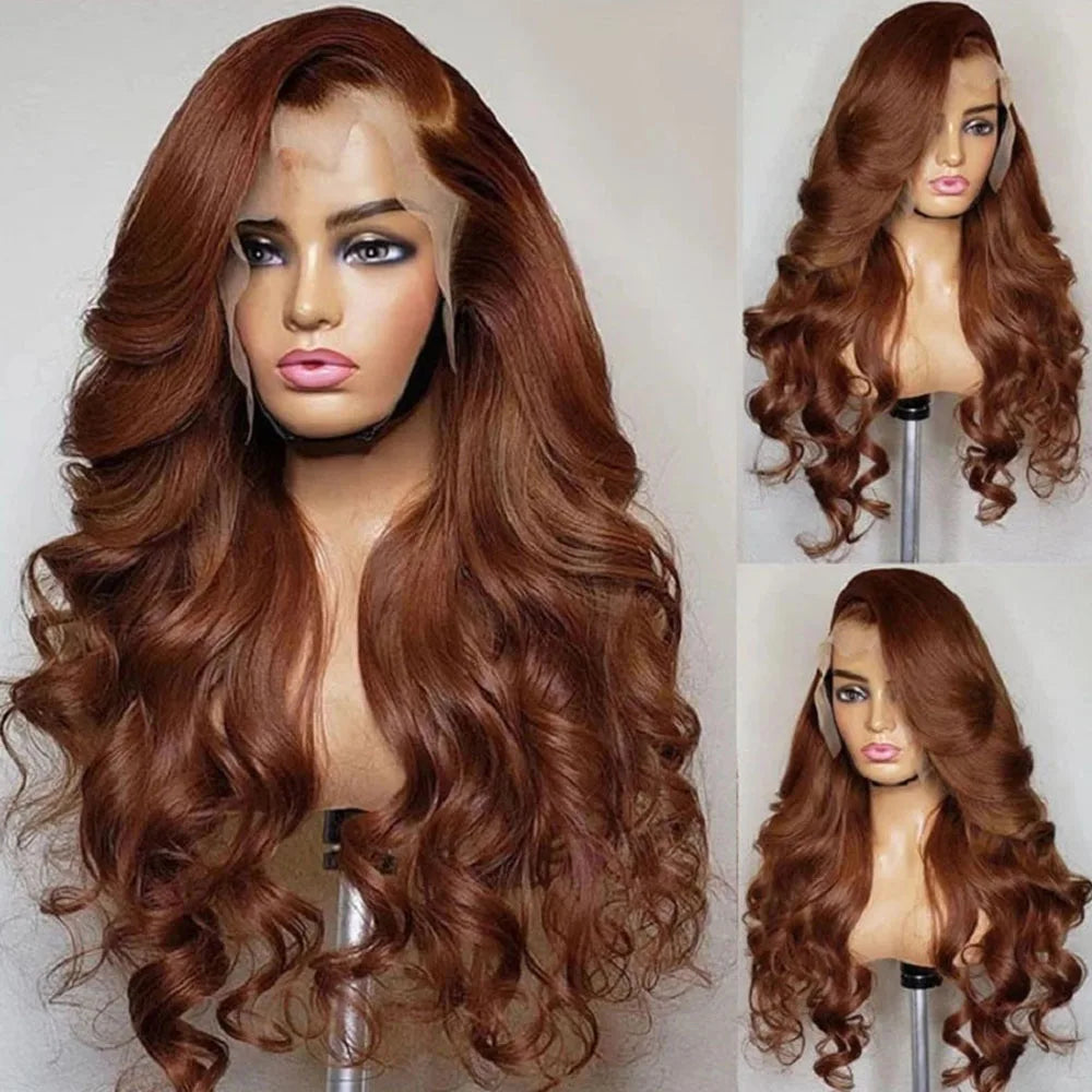 Chocolate Brown 13x6 HD Lace Front Human Hair Wigs For Women Brazilian Body