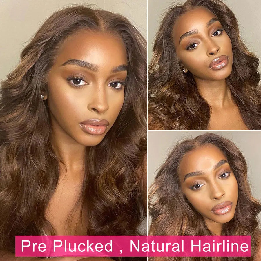 Chocolate Brown 13x6 HD Lace Front Human Hair Wigs For Women Brazilian Body